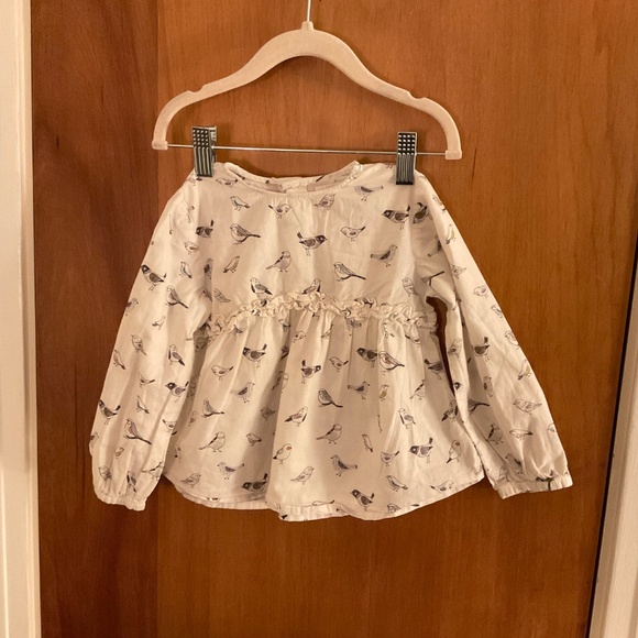 Zara Baby Girl Birds Shirt Sz 3-4 Years - Picture 2 of 9